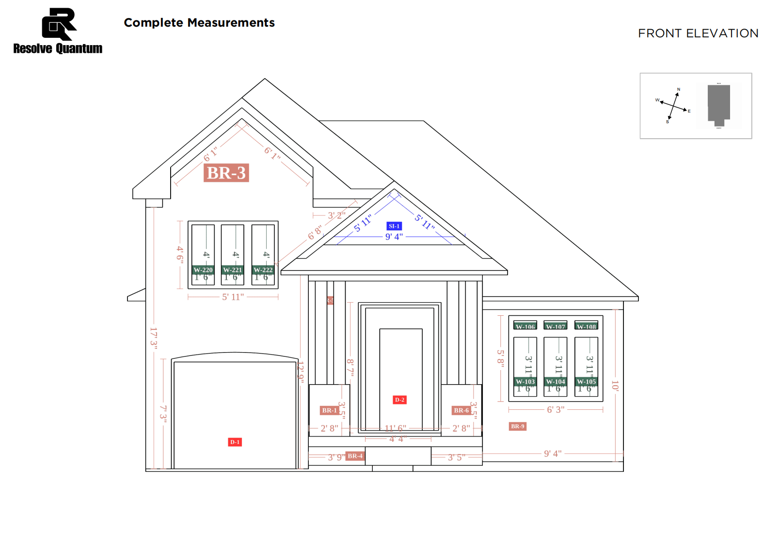 Front Elevation Measurements